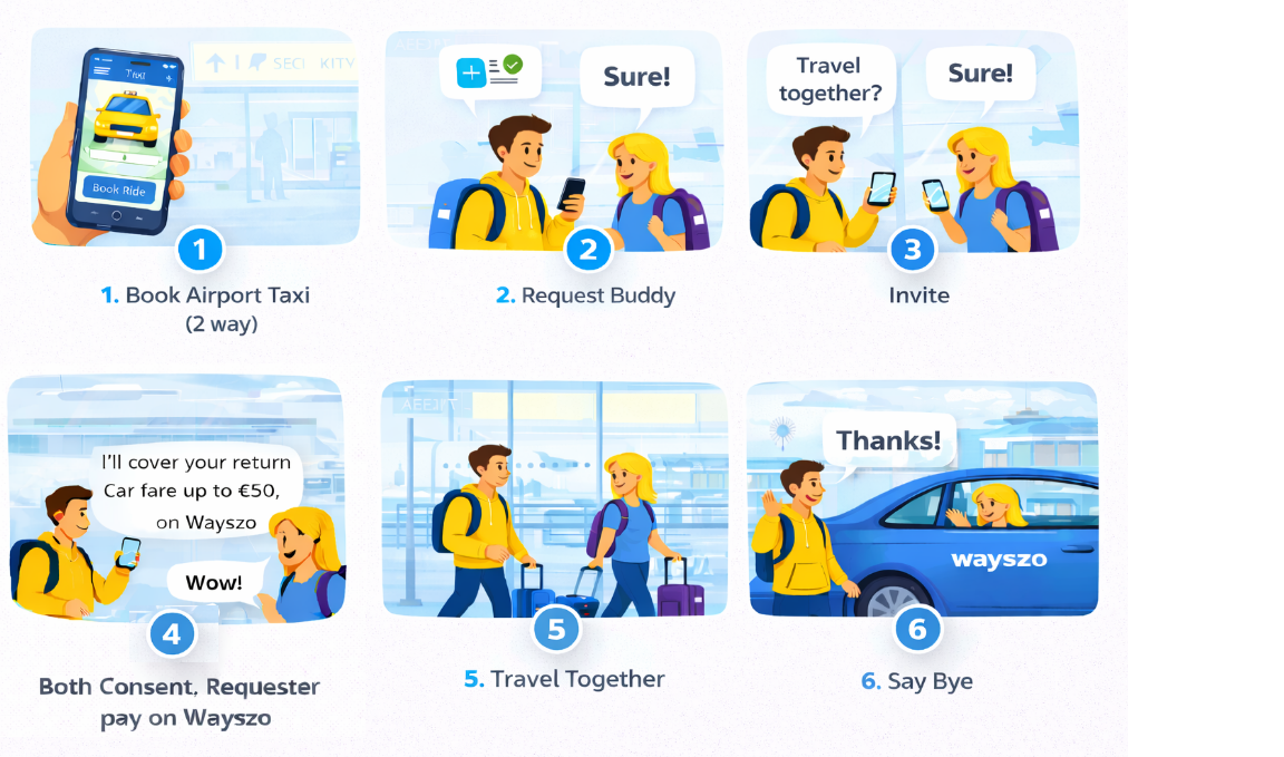 Includes Taxi Booking flow illustration